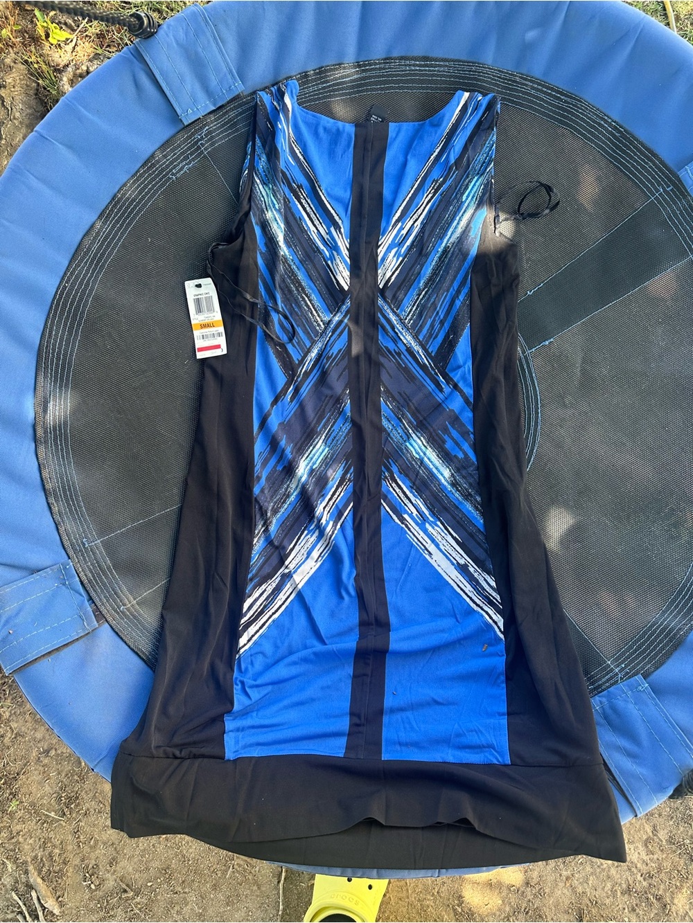 Alfani Blue Black Metallic Accent Shell-Style Top